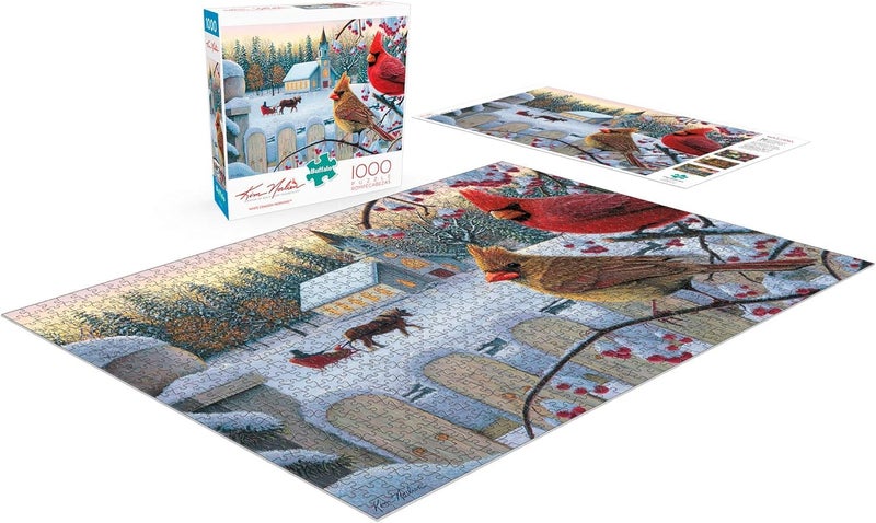 Buffalo Games â€“ Kim Norlien - White Crimson Morning - 1000 Piece Christmas Jigsaw Puzzle - Festive Holiday Puzzle for Adults â€“ Precision-Cut Pieces, Winter Artwork, and Hours of Fun - Image 4